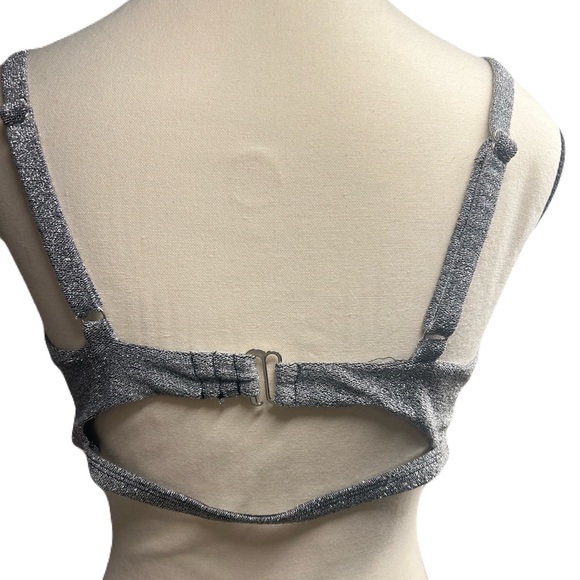 BEBE Metallic Lurex Bikini Swimsuit Silver New XL - Picture 9 of 9